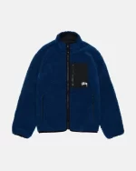 Stussy Dwustronny Niebieski Sherpa kurtka